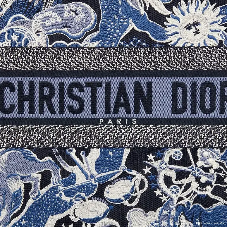 Cheap Zodiac Motif Tote Canvas Book Dior Blue Fantastico 0419 Luxury
